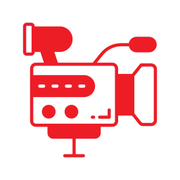 a red camera on a black background