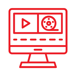 a red line art of a computer