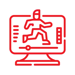 a red line art of a person running on a computer screen