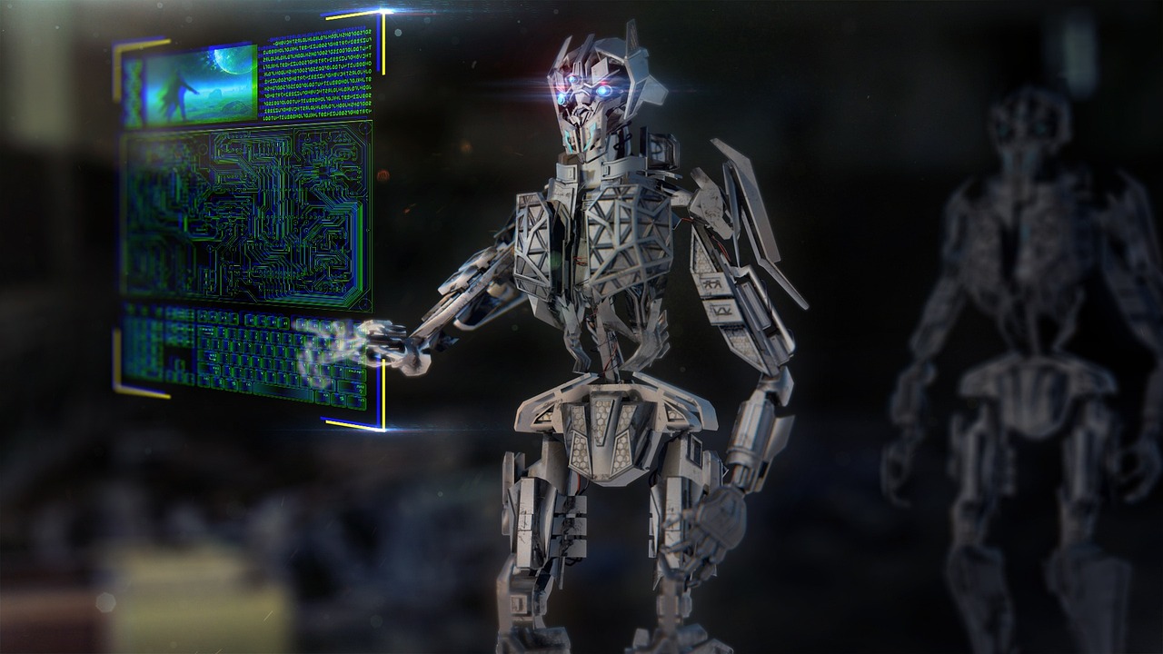 a robot with a keyboard